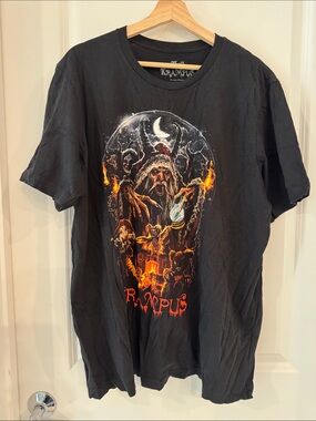 Graphic Tee - Black Horror Krampus Illustration Men’s Shirt